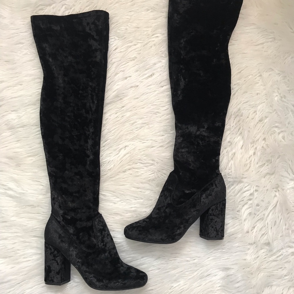 Thigh High Over the Knee Velvet Boots